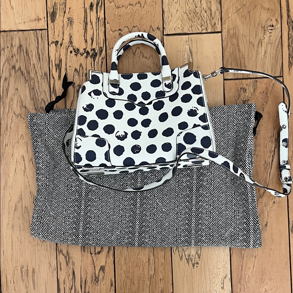 Rebecca Minkoff Navy and White Polka Dot Satchel